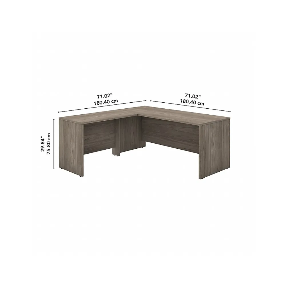 L-Desks*Bush Business Furniture Studio C 72"W L Shaped Desk with Return, (STC049MH) Modern Hickory