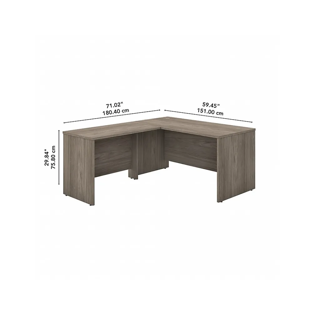 L-Desks*Bush Business Furniture Studio C 60"W L Shaped Desk with 42W Return, (STC050MH) Modern Hickory
