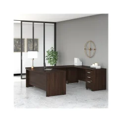 Computer Desks*Bush Business Furniture Studio C 72"W U Shaped Desk with Mobile File Cabinet, (STC004BWSU) Black Walnut