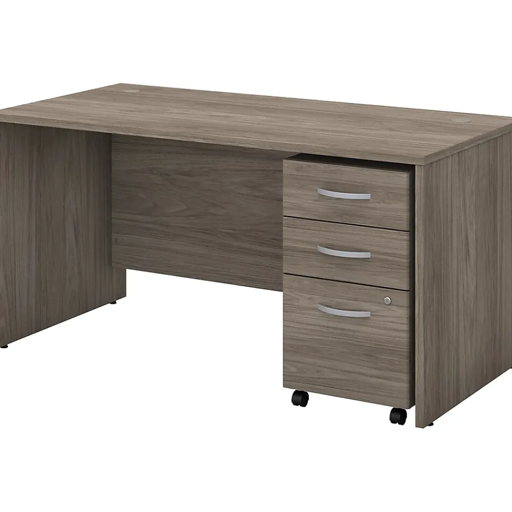 Computer Desks*Bush Business Furniture Studio C 60"W Office Desk with Mobile File Cabinet, (STC014MHSU) Modern Hickory