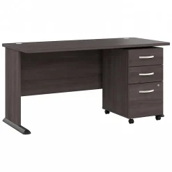 Office Desks*Bush Business Furniture Studio A 60"W Computer Desk with 3 Drawer Mobile File Cabinet, (STA002SGSU) Storm Gray