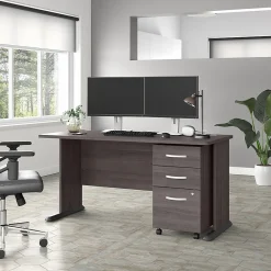 Office Desks*Bush Business Furniture Studio A 60"W Computer Desk with 3 Drawer Mobile File Cabinet, (STA002SGSU) Storm Gray