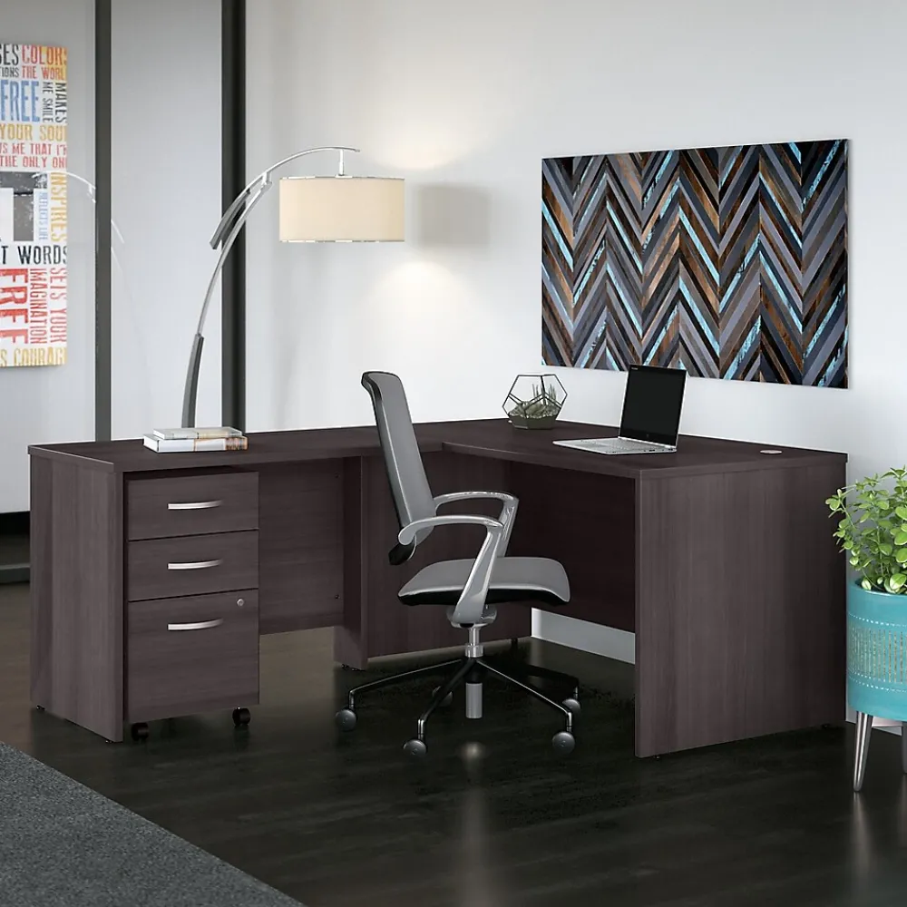 L-Desks*Bush Business Furniture Studio C 60"W L Shaped Desk with Return, (STC050SG) Storm Gray