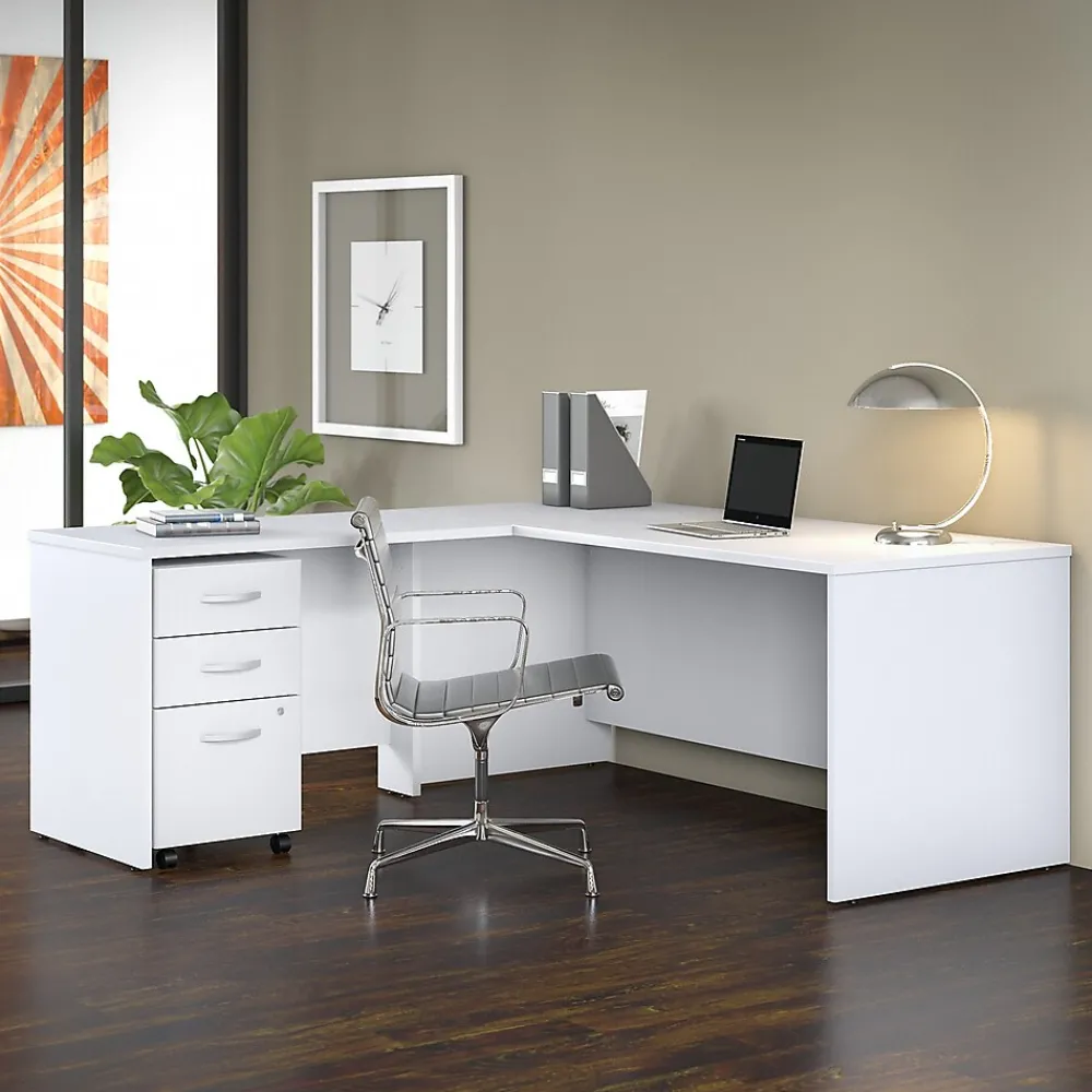 L-Desks*Bush Business Furniture Studio C 72"W L Shaped Desk with Return, (STC049WH) White