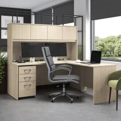 L-Desks*Bush Furniture Bush Business Furniture Studio C 72"W L Shaped Desk with Hutch and Mobile File Cabinet, Natural Elm (STC006NESU)