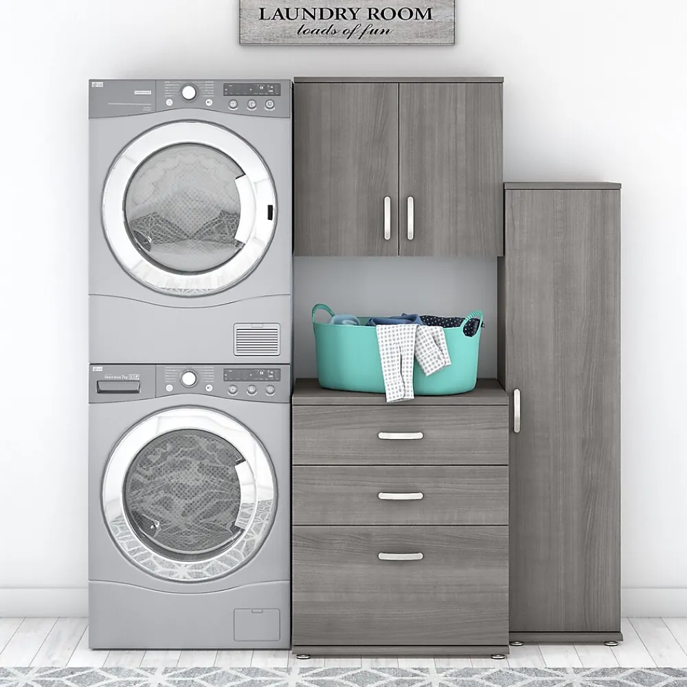 Storage Cabinets*Bush Business Furniture Universal 62" 3-Piece Modular Storage Set with 5 Shelves, Platinum Gray (UNS005PG)