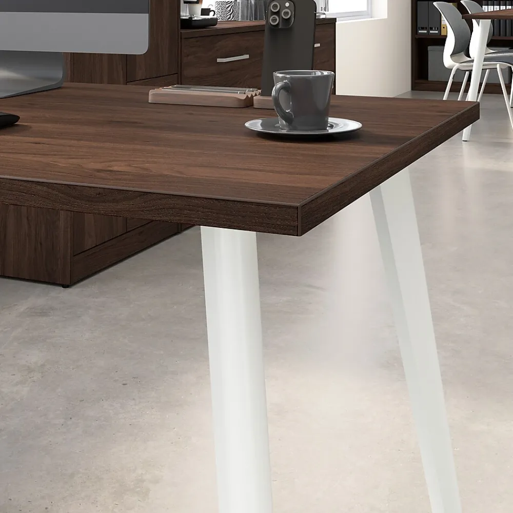 Office Desks*Bush Business Furniture Vista 72"W Desk with 3 Drawer Mobile File Cabinet, Black Walnut (VST001BWSU)