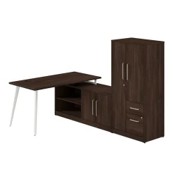 L-Desks*Bush Business Furniture Vista 60"W L Shaped Desk with Low Storage Cabinet and Wardrobe, Black Walnut (VST010BW)