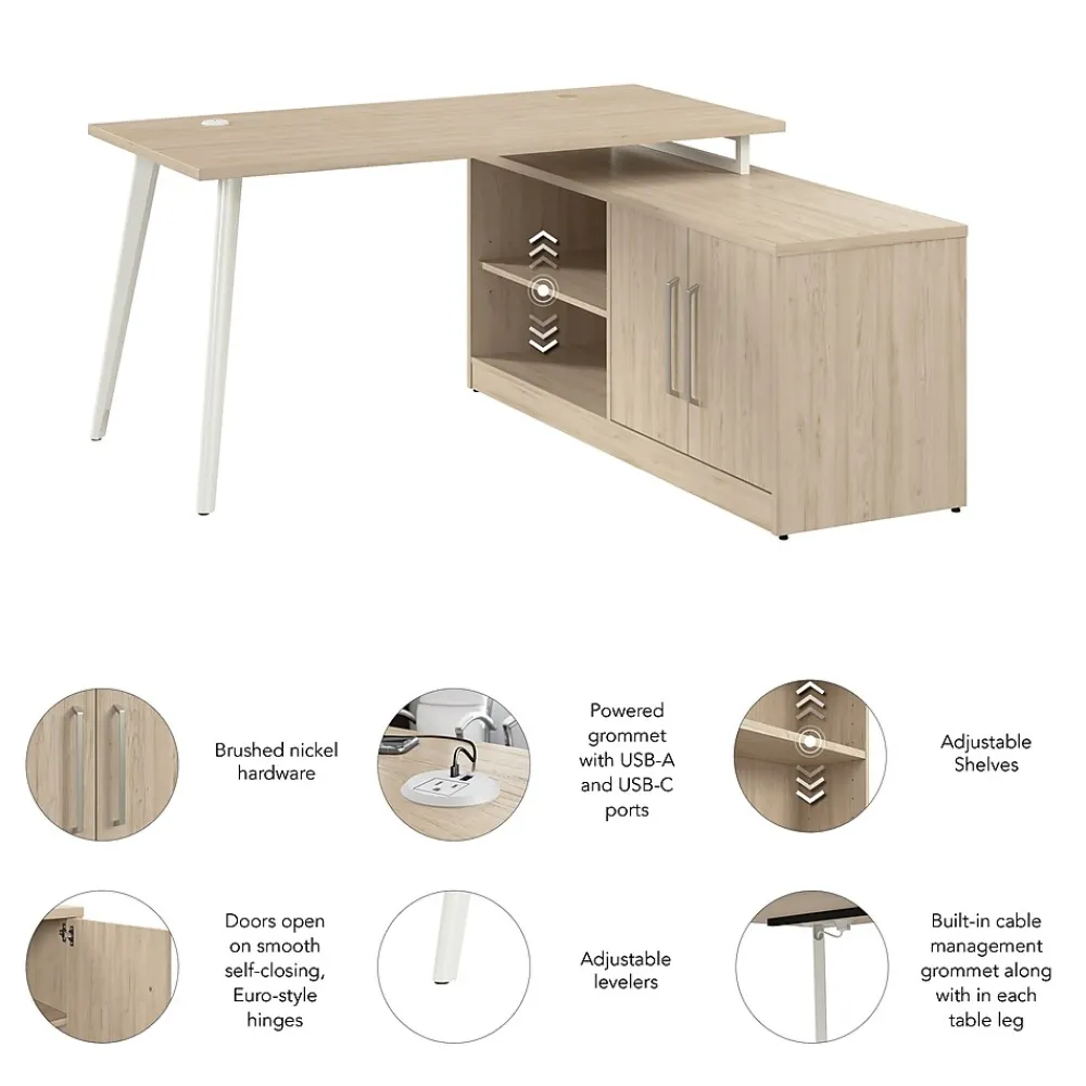 L-Desks*Bush Business Furniture Vista 60"W L Shaped Desk with Low Storage Cabinet, Natural Elm (VST006NE)