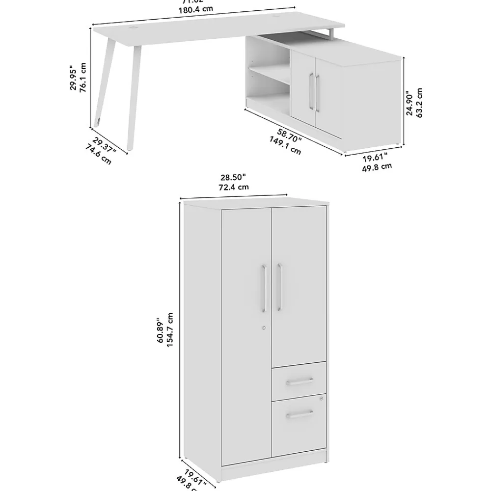 L-Desks*Bush Business Furniture Vista 72"W L Shaped Desk with Low Storage Cabinet and Wardrobe, Black Walnut (VST009BW)