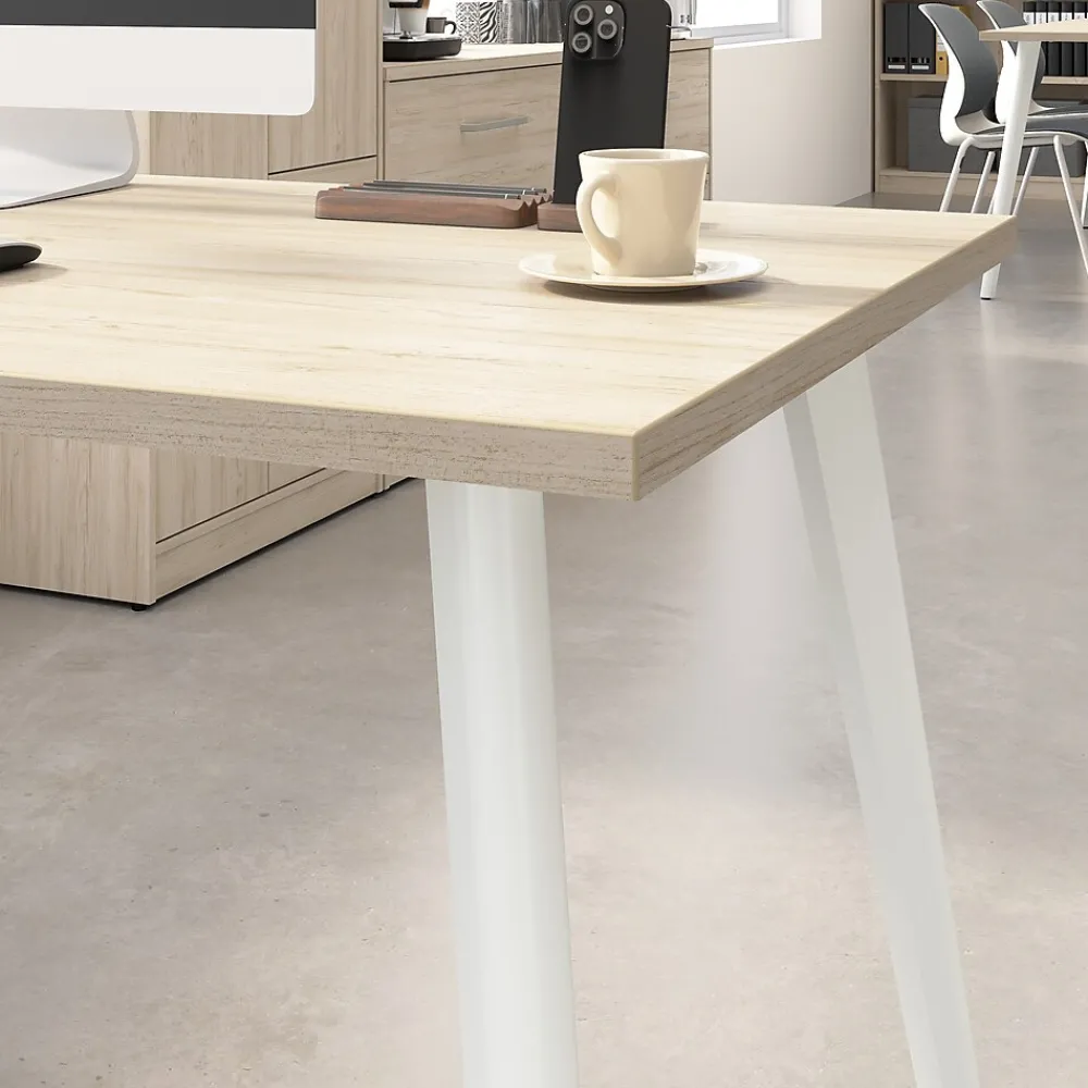Office Desks*Bush Business Furniture Vista 60"W Desk with 3 Drawer Mobile File Cabinet, Natural Elm (VST002NESU)