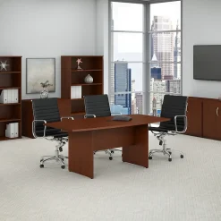 Conference Room Tables*Bush Business Furniture 72W x 36D Boat Shaped Conference Table with Wood Base, (99TB7236HC) Hansen Cherry