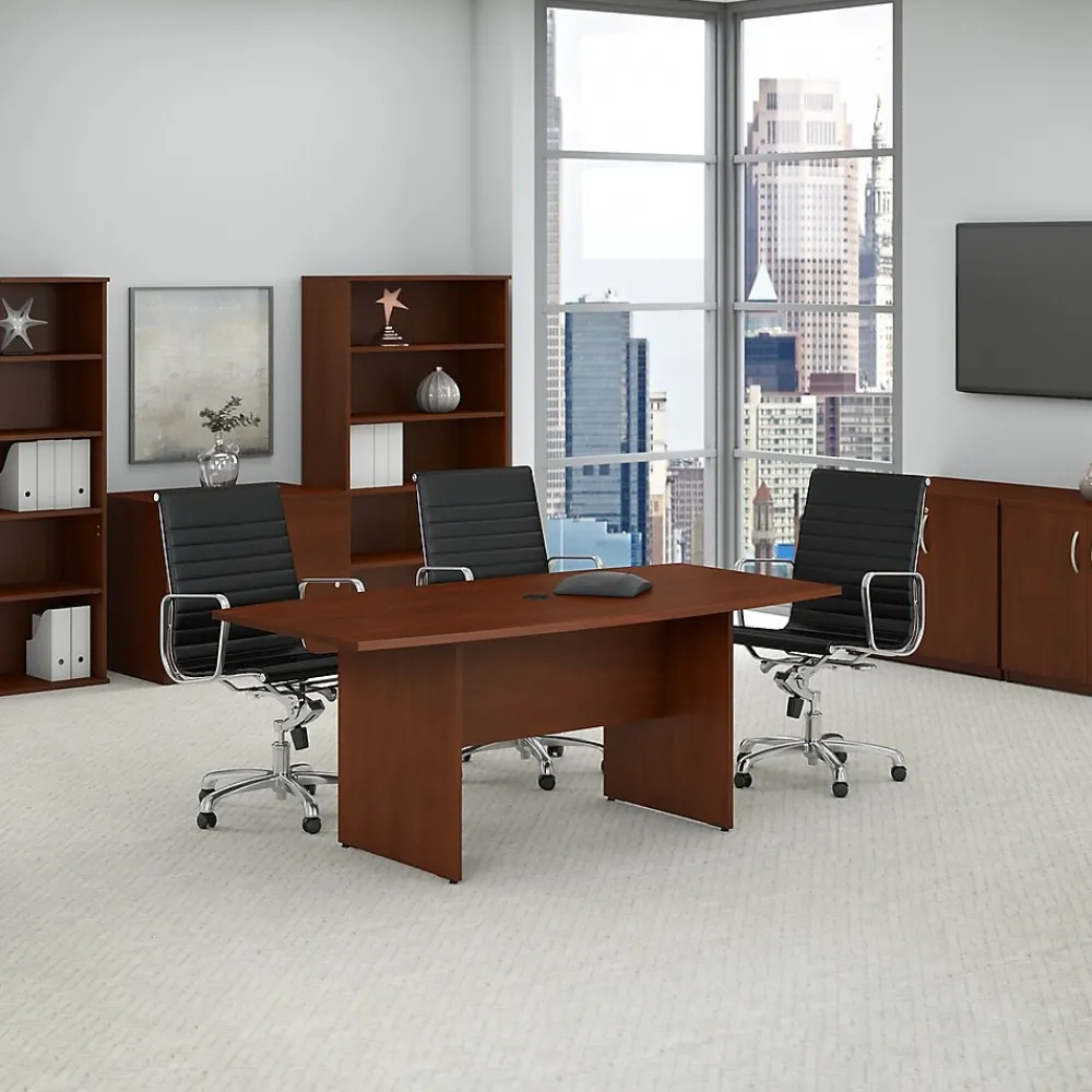 Conference Room Tables*Bush Business Furniture 72W x 36D Boat Shaped Conference Table with Wood Base, (99TB7236HC) Hansen Cherry