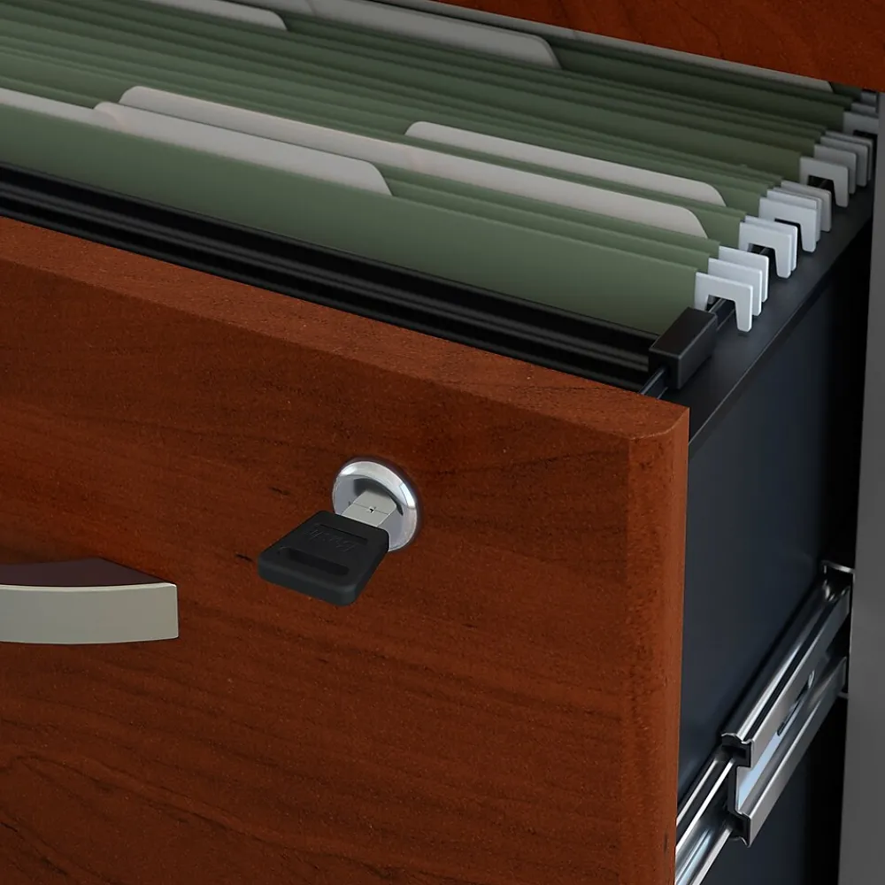 Standing Desks*Bush Business Furniture Westfield 72"W 3 Position Sit to Stand L Desk with Mobile File Cabinet, Hansen Cherry (SRC125HCSU) Hansen Cherry/Graphite