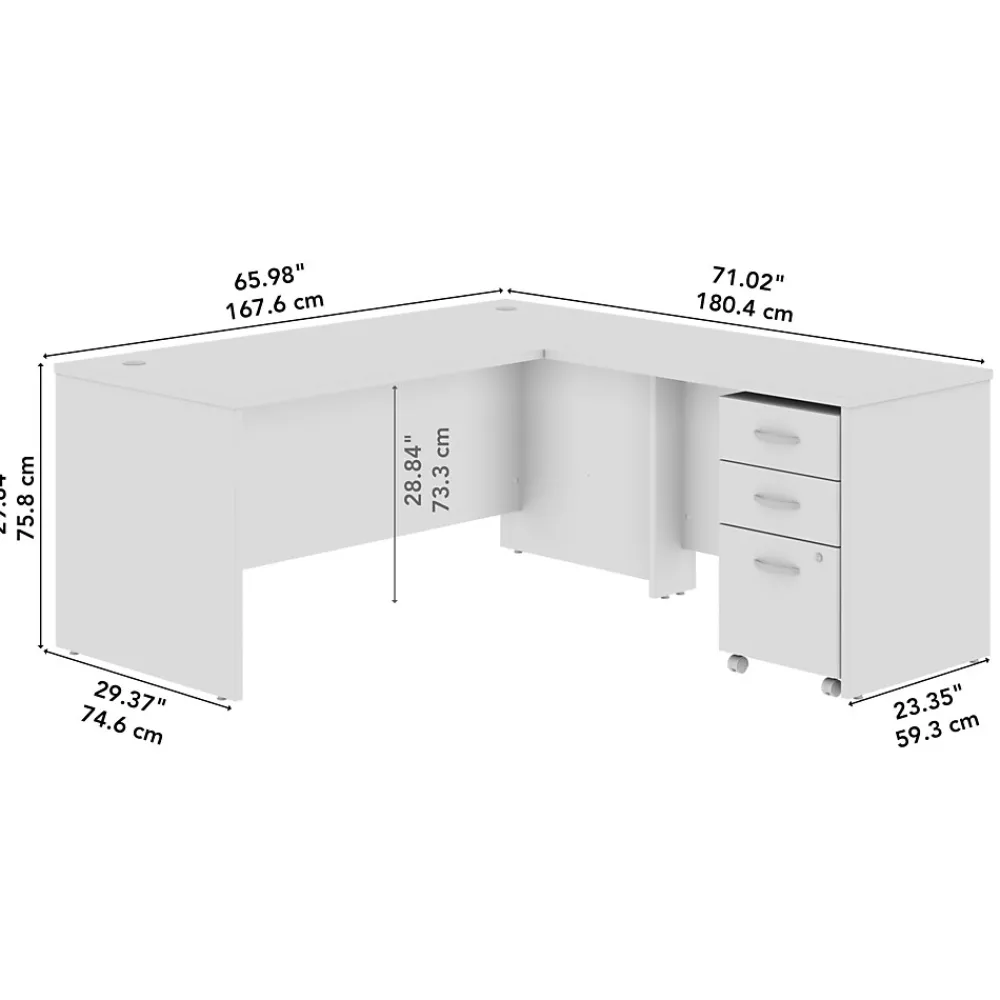 L-Desks*Bush Business Furniture Westfield 66"W L Shaped Desk with 42W Return and Mobile File Cabinet, Mocha Cherry (SRC165MRSU)