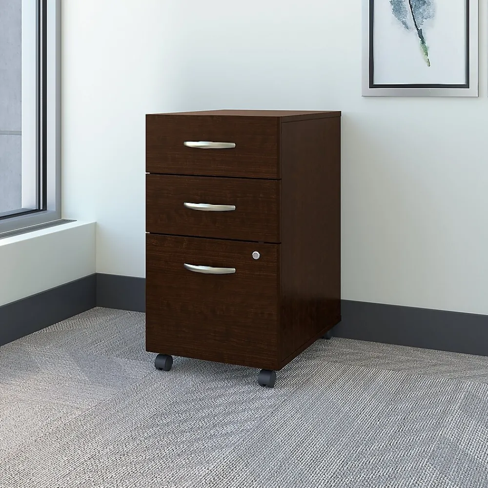 File Cabinets*Bush Business Furniture Westfield 3-Drawer Mobile Vertical File Cabinet, Letter/Legal Size, Lockable, (WC12953) Mocha Cherry