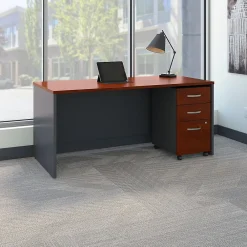 Computer Desks*Bush Business Furniture Westfield 66W x 30D Office Desk with Mobile File Cabinet, (SRC015HCSU) Hansen Cherry