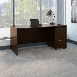 Computer Desks*Bush Business Furniture Westfield 66W x 30D Office Desk with Mobile File Cabinet, (SRC015MRSU) Mocha Cherry