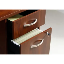 L-Desks*Bush Business Furniture Westfield Bow Front Right Handed L Shaped Desk w/ 2 Mobile Pedestals, Hansen Cherry (SRC034HCRSU)
