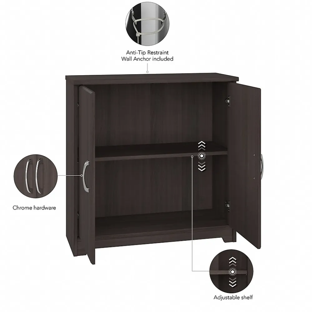 Storage Cabinets*Bush Furniture Cabot 30"H Small Storage Cabinet with 2 Shelves, (WC31798) Heather Gray