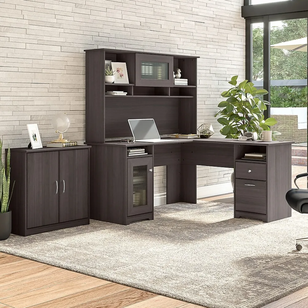 Storage Cabinets*Bush Furniture Cabot 30"H Small Storage Cabinet with 2 Shelves, (WC31798) Heather Gray