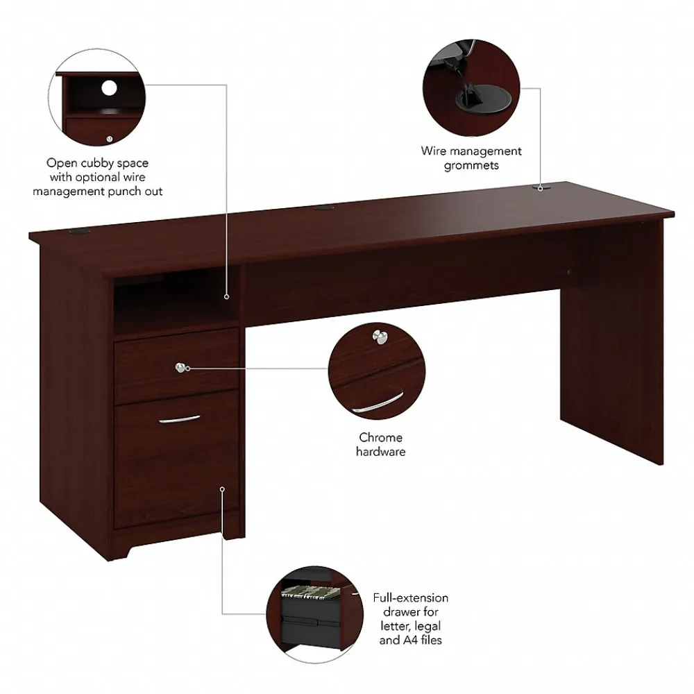 Computer Desks*Bush Furniture Cabot 72"W Computer Desk with Drawers, (WC31472-03) Harvest Cherry