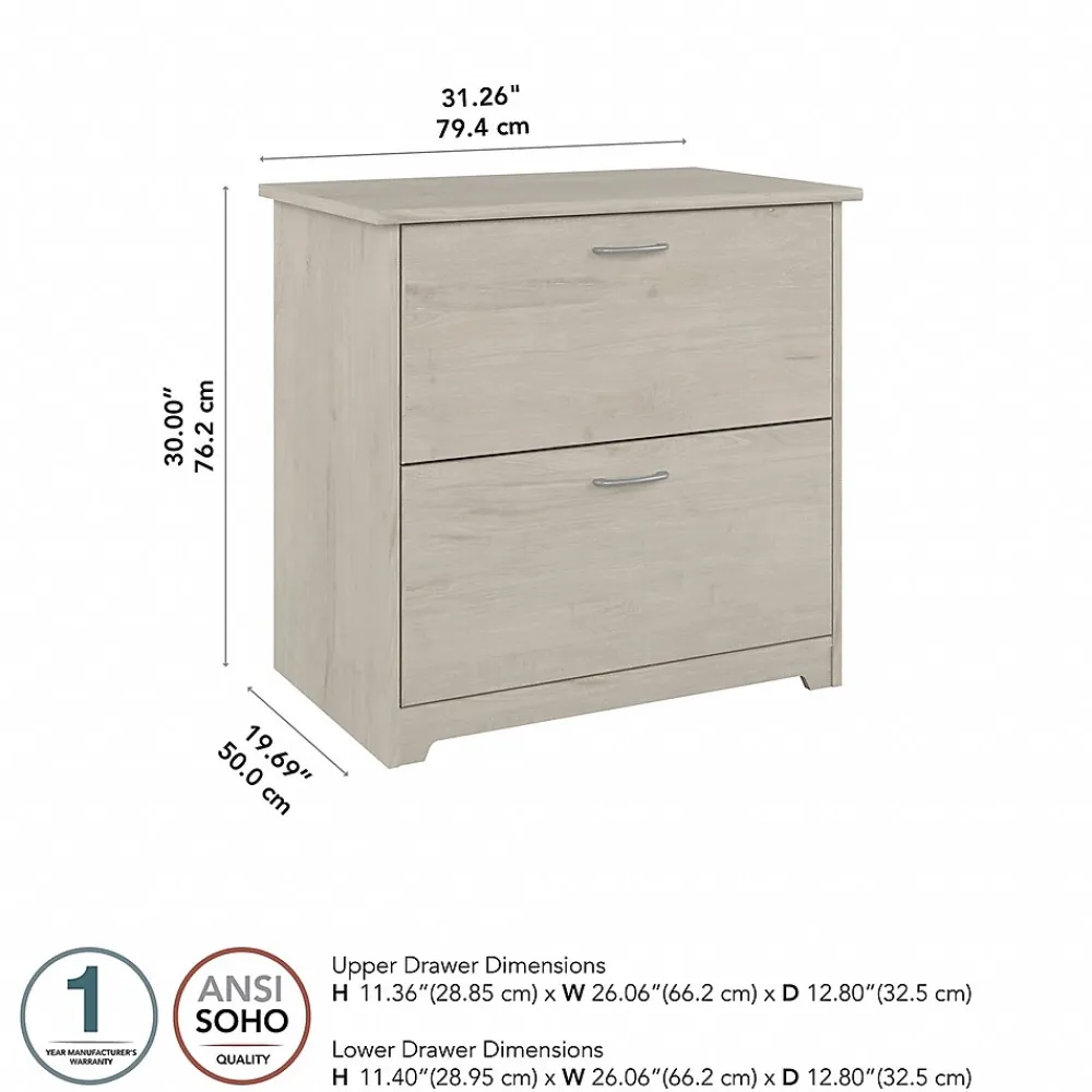 File Cabinets*Bush Furniture Cabot 31"W 2-Drawer Lateral File Cabinet, Letter/Legal, (WC31180) Linen White Oak