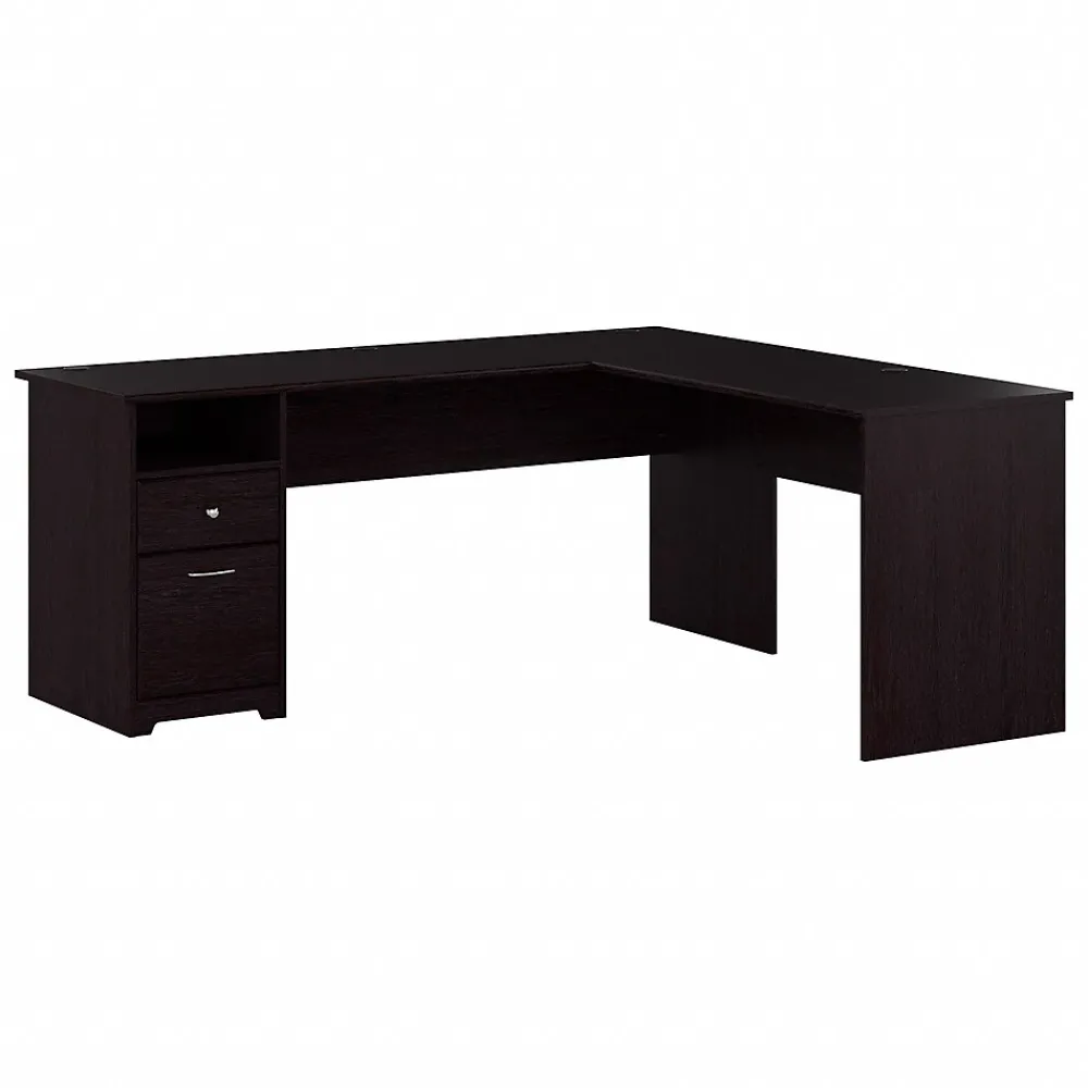 Office Desks*Bush Furniture Cabot 72"W L Shaped Computer Desk with Drawers, (CAB051EPO) Espresso Oak
