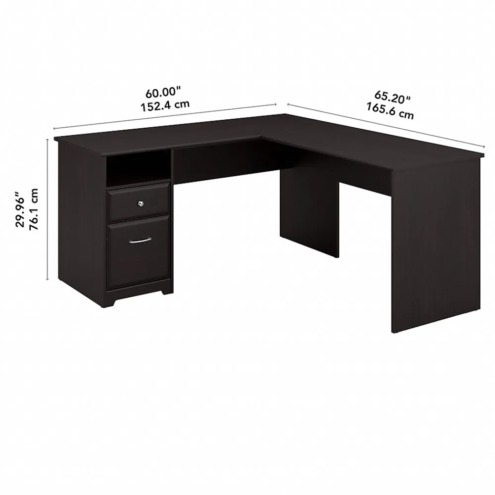L-Desks*Bush Furniture Cabot 60"W L Shaped Computer Desk with Drawers, (CAB044EPO) Espresso Oak