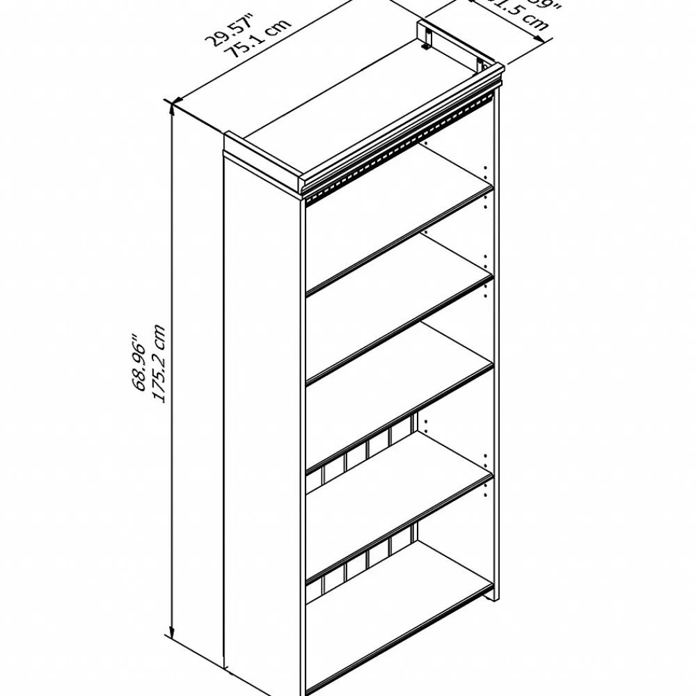 Bookcases*Bush Furniture Fairview Collection 69"H 5-Shelf Bookcase with Adjustable Shelves, Antique White Laminated Wood (WC53265-03)