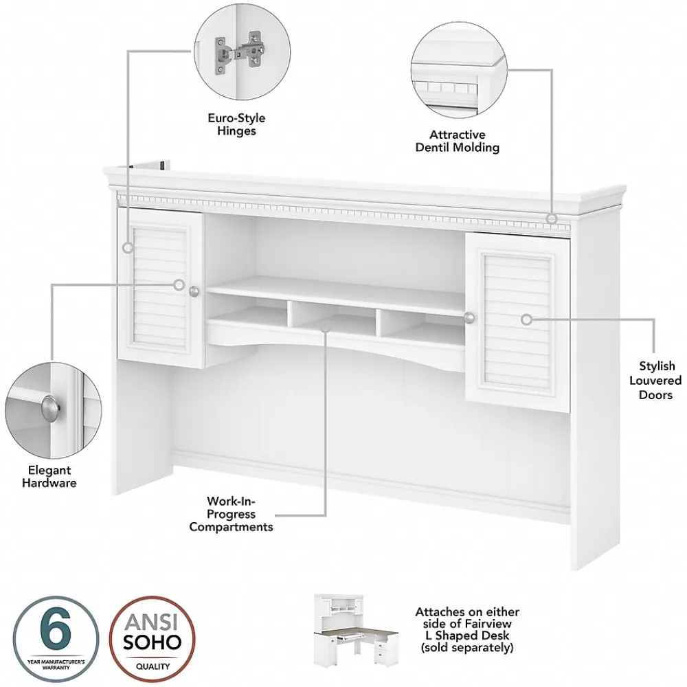 L-Desks*Bush Furniture Fairview 60"W L Shaped Desk with Hutch, Bookcase, Storage and File Cabinets, (FV014G2W) Shiplap Gray/Pure White
