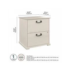 File Cabinets*Bush Furniture Homestead 2-Drawer Lateral File Cabinet, Letter/Legal Size, Lockable, Linen White Oak (HOF129LW-03)