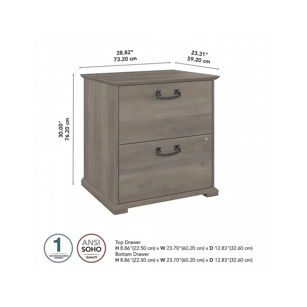 File Cabinets*Bush Furniture Homestead 2-Drawer Lateral File Cabinet, Letter/Legal Size, Lockable, Driftwood Gray (HOF129DG-03)