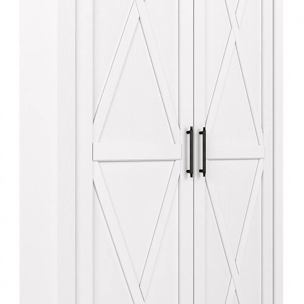 Storage Cabinets*Bush Furniture Key West 66" Tall Storage Cabinet with Doors and 5 Shelves, Pure White Oak (KWS266WT-03)