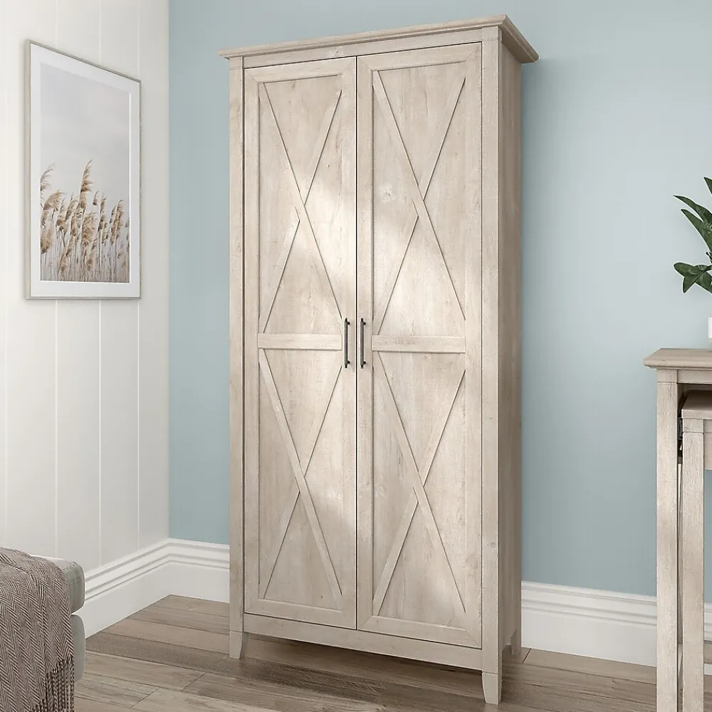 Storage Cabinets*Bush Furniture Key West 66" Tall Storage Cabinet with Doors and 5 Shelves, Washed Gray (KWS266WG-03)