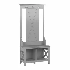 Storage Cabinets*Bush Furniture Key West 66" Hall Tree with Shoe Storage Bench, Cape Cod Gray (KWS166CG-03)