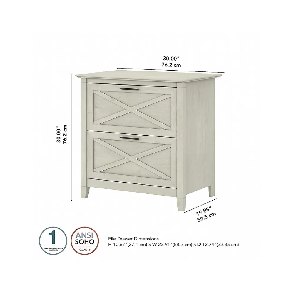 File Cabinets*Bush Furniture Key West 2-Drawer Lateral File Cabinet, Letter/Legal, Linen White Oak, 30" (KWF130LW-03)