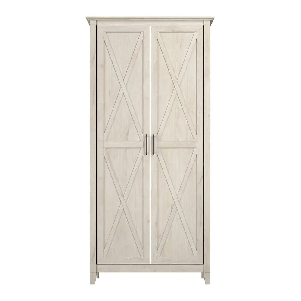 Storage Cabinets*Bush Business Furniture Bush Furniture Key West 65.98"H Storage Cabinet with 5 Shelves, Linen White Oak (KWS266LW-03)