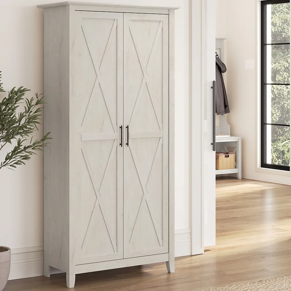 Storage Cabinets*Bush Business Furniture Bush Furniture Key West 65.98"H Storage Cabinet with 5 Shelves, Linen White Oak (KWS266LW-03)