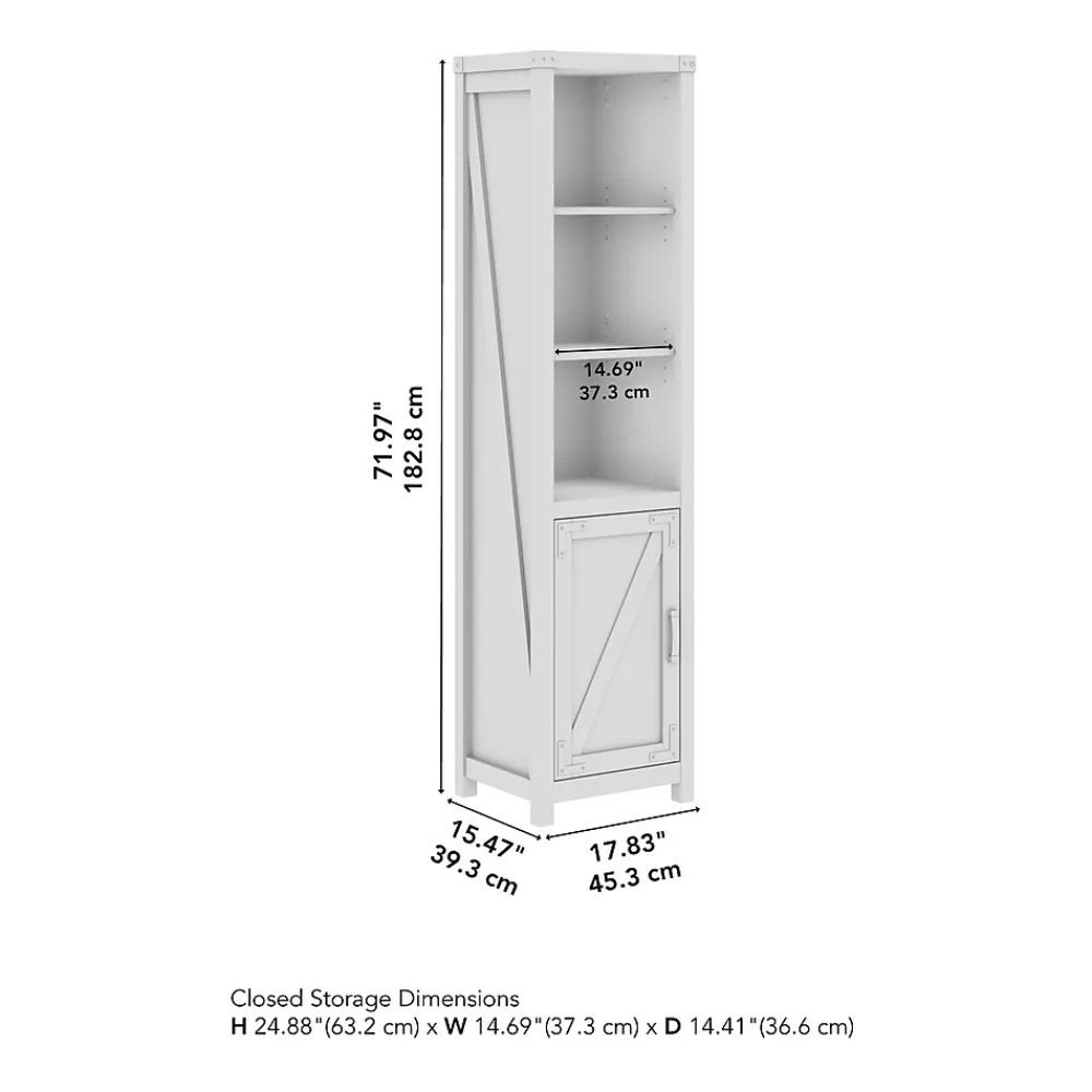 Bookcases*Bush Furniture Knoxville 72"H 5-Shelf Bookcase with Door, Restored Gray (CGB118RTG-03)