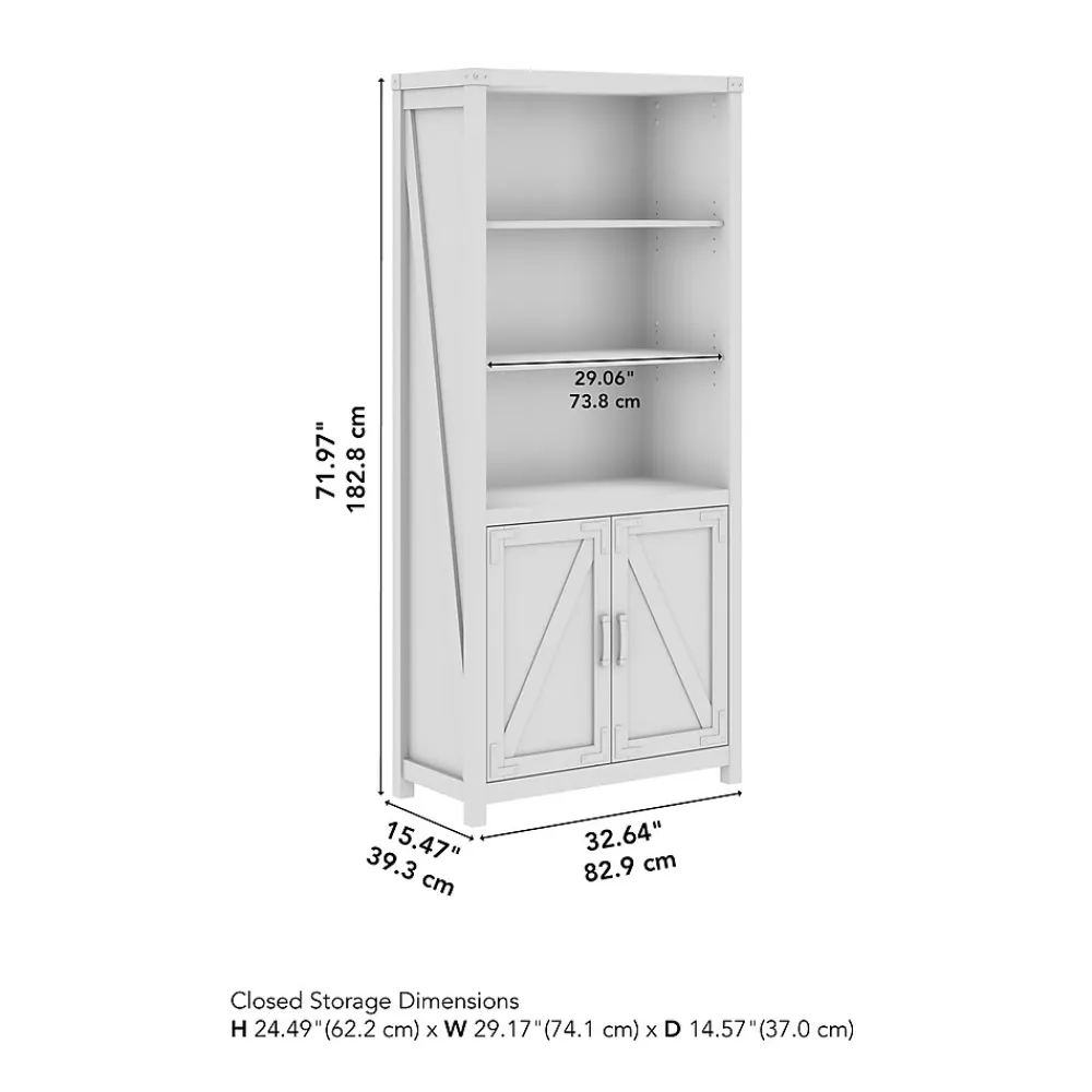 Bookcases*Bush Furniture Knoxville 72"H 5-Shelf Bookcase with Doors, Reclaimed Pine (CGB132RCP-03)