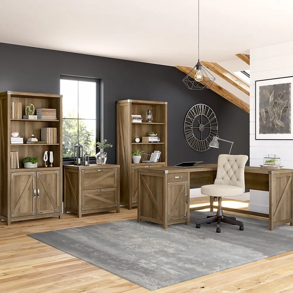 Bookcases*Bush Furniture Knoxville 72"H 5-Shelf Bookcase with Doors, Reclaimed Pine (CGB132RCP-03)