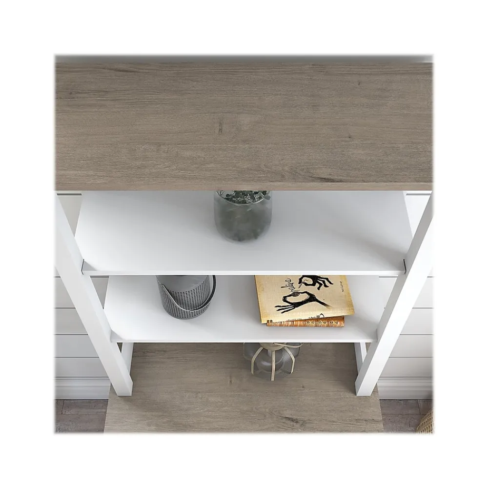 Bookcases*Bush Furniture Mayfield 2-Shelf 66"H Standard Bookcase with Drawers, Pure White/Shiplap Gray (MAY018GW2)