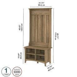 Storage Cabinets*Bush Furniture Salinas Hall Tree with Shoe Storage Bench, Reclaimed Pine (SAS532RCP-03)