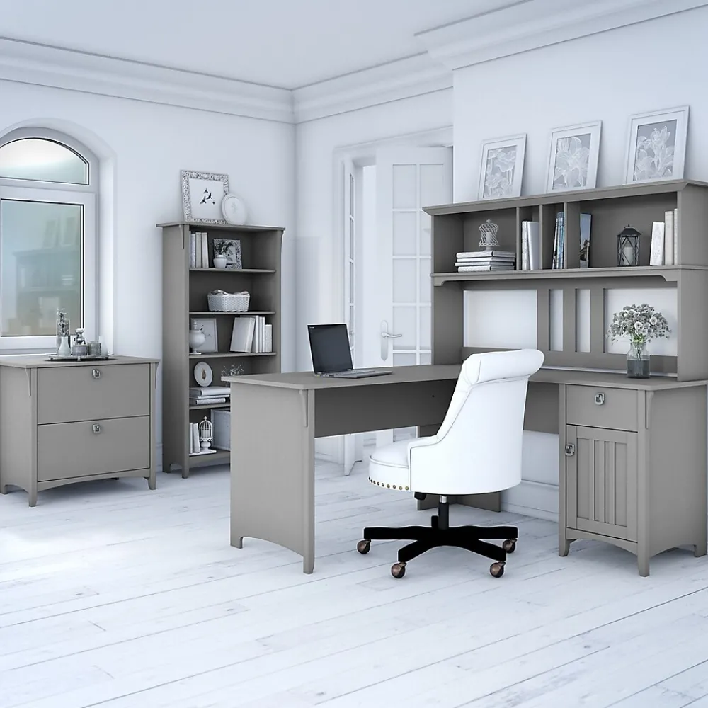L-Desks*Bush Furniture Salinas 60"W L Shaped Desk with Storage, (SAD160CG-03) Cape Cod Gray