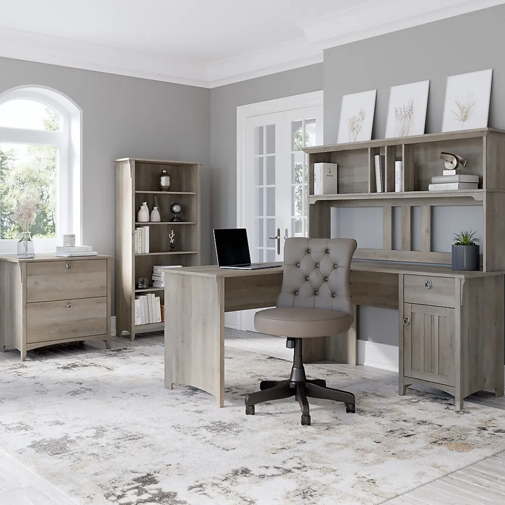 Computer Desks*Bush Furniture Salinas 60"W L Shaped Desk with Storage, (SAD160DG-03) Driftwood Gray