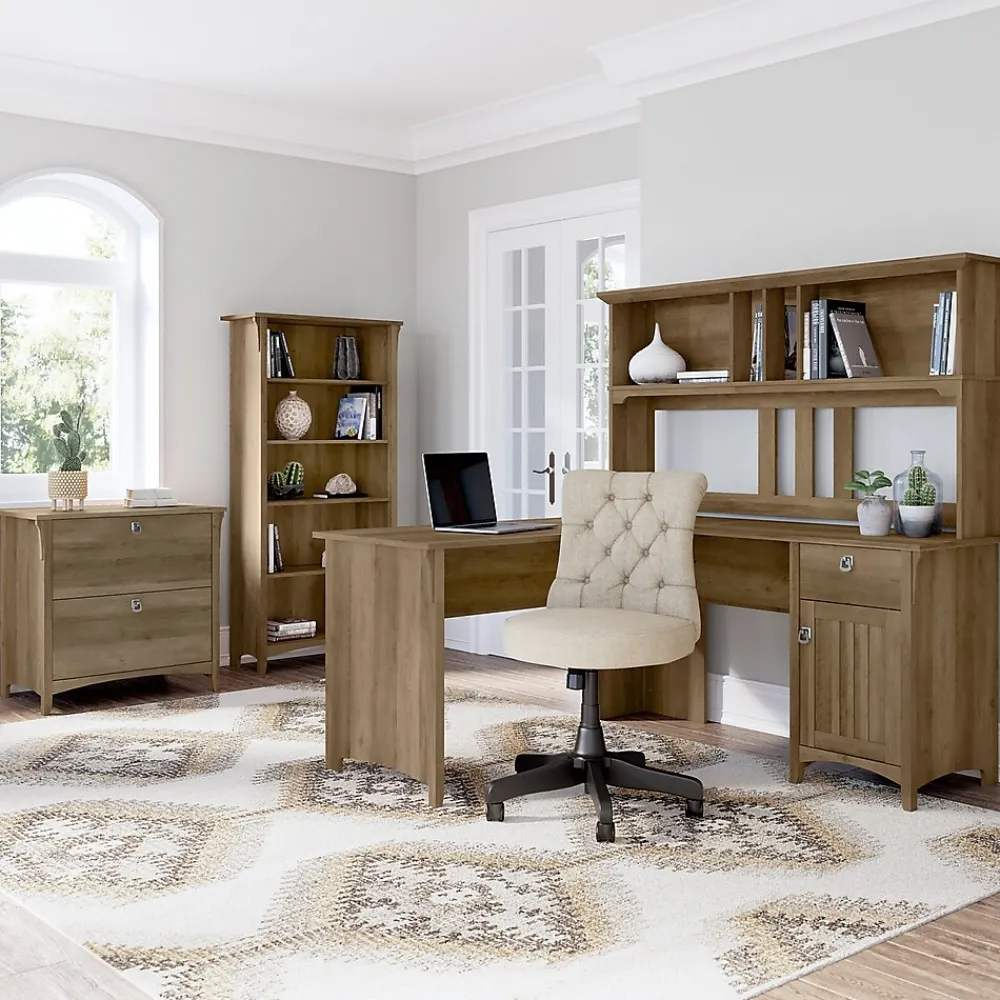 Computer Desks*Bush Furniture Salinas 60"W L Shaped Desk with Storage, (SAD160RCP-03) Reclaimed Pine