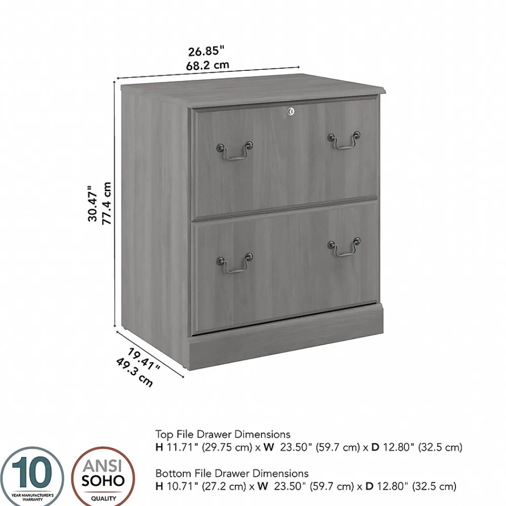 File Cabinets*Bush Furniture Saratoga 2-Drawer Lateral File Cabinet, Locking, Modern Gray (EX45854-03)