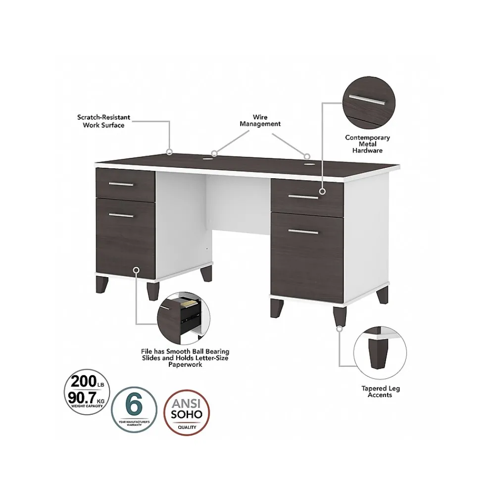 Computer Desks*Bush Furniture Somerset 60" Computer Desk, (WC81028K) Storm Gray/White