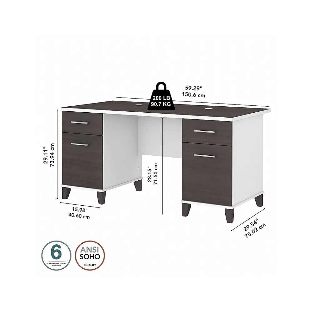Computer Desks*Bush Furniture Somerset 60" Computer Desk, (WC81028K) Storm Gray/White